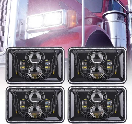 Vista 10 de Z-OFFROAD 2 unids 60W 4x6 LED Faros DOT Aprobado H4656 H4651 H4652 H4666 H6545 Faro rectangular de haz sellado para Freightliner KW Peterbilt