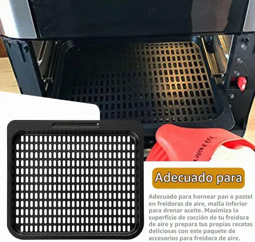 Vista 5 de Bandeja de cocina cuadrada de 10 x 9 pulgadas para freidora de aire extraíble para Instant Vortex Plus10 Qt, bandeja antiadherente para freidora