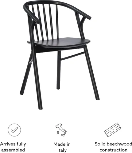 Vista 11 de Linon Breeanne - Silla de comedor con respaldo y silla de montar Windsor color negro