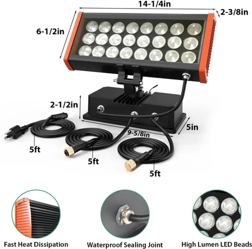 Vista 9 de Luz programable de la lavadora de la pared del LED, reflectores elegantes de 168W RGBCW LED Linkable, AC120V, Dimmable, Group or Individual Luces