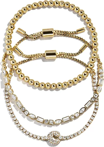 Vista 39 de BaubleBar Juego de pulsera Pisa para mujer, tres pulseras de cuentas chapadas en oro, joyería de moda, regalo de moda