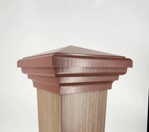 Vista 8 de Tapa de poste piramidal gris de 4 x 4 para postes de 3.5 x 3.5 pulgadas, más común para postes tratados a presión, parte superior cuadrada