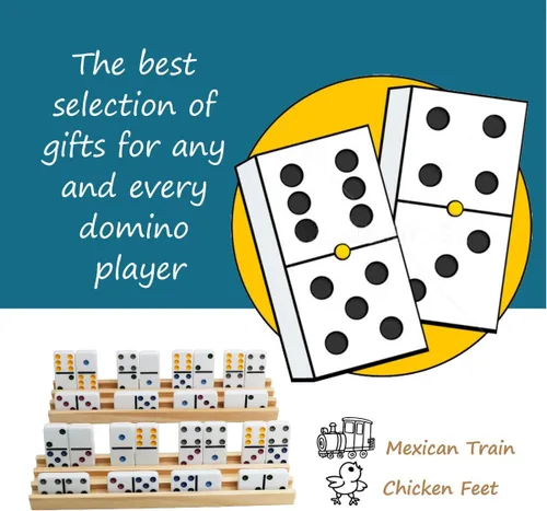 Vista 7 de Exqline Juego de 8 bandejas de dominó de madera de primera calidad, organizador para tren mexicano de pollo y otros juegos de dominó, dominó