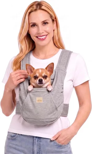 Vista 8 de Transportador para perros pequeños, cachorros y gatitos, hasta 8 libras Diseño manos libres, estilo de transporte frontal, estilo de transporte