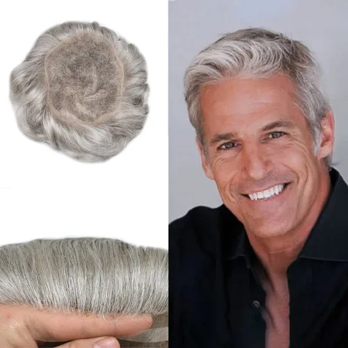 Vista 52 de Peluca de cabello humano con encaje completo, línea capilar real, para hombre, peluca de cabello con nudo blanqueado, pieza de pelo para hombres