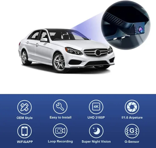 Vista 3 de Fitcamx Cámara de tablero 4K adecuada para Mercedes-Benz Clase E 2010-2016 E350 E400 híbrido E550 E63 AMG W212 (HD2-6020), estilo OEM, UHD 2160P
