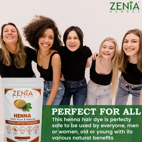 Vista 7 de Zenia Henna en polvo 100% puro y natural (Lawsonia Inermis) 3.5 onzas Color de cabello rojo naranja Triple tamizado Fresco de rajastán Sin