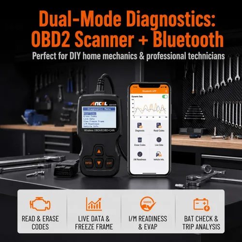 Vista 2 de ANCEL AD310BT Escáner OBD2 Bluetooth (Actualizado) - Lector de códigos del motor, escáner automotriz con aplicación premium para iOS y Android