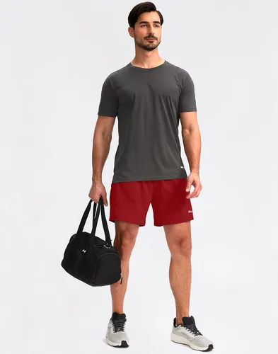 Vista 6 de Pudolla Pantalones cortos de correr para hombre, 5 pulgadas, ligeros, para gimnasio, entrenamiento, atlético, casual, con bolsillos con cremallera