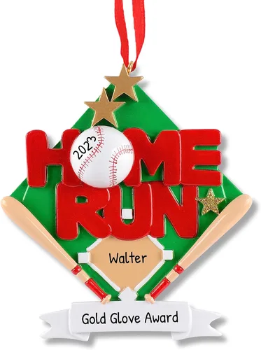 Vista 6 de Adorno de Navidad de béisbol personalizado Recuerdo deportivo personalizado con nombre y año Decoración de árbol de vacaciones de béisbol hecha
