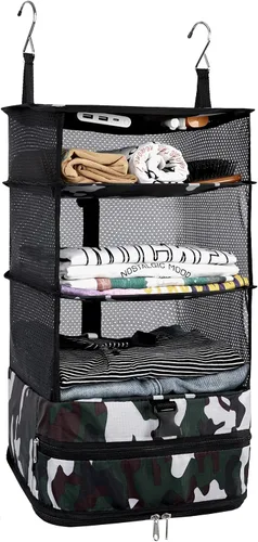 Vista 11 de Surblue Bolsa de Almacenamiento para Viaje con Estantes Colgantes, Cubo de Empaque de Compresión para Maleta Plegable con Capa Extensible de Gran