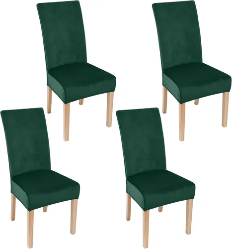 Vista 13 de smiry - Fundas para sillas de comedor de terciopelo elástico y suave, extraíbles, Terciopelo, Beige