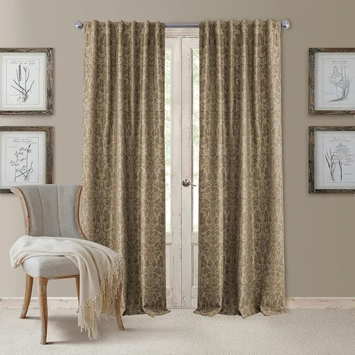 Vista 11 de Elrene Home Fashions Antonia Panel de Cortina Individual para Ventana con Diseño Floral de Damasco Opaca, 52"x84", Dorado Antiguo Oro envejecido