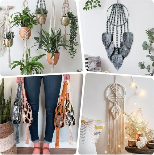 Vista 7 de UHAPEER Kits de macramé para adultos principiantes con 656 pies de cordón de algodón de macramé de 0.118 in, kit de colgador de plantas de macramé