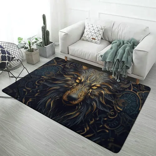Vista 20 de Alfombra de arte de mitología nórdica de lobo Fenrir, tapete divertido regalo para decoración del hogar para dormitorio, sala de estar, alfombra