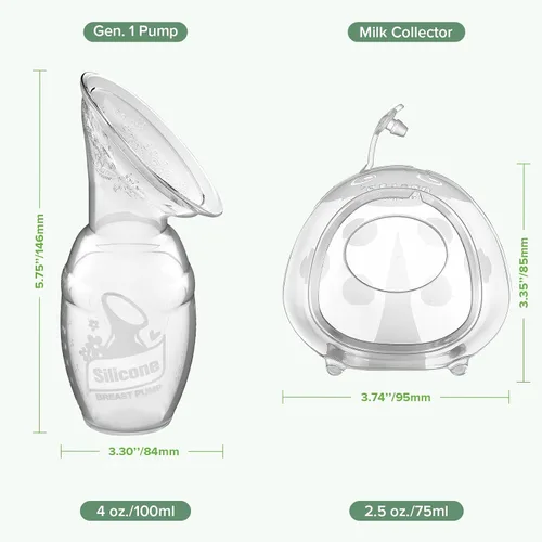Vista 8 de haakaa Extractor de leche manual para lactancia materna de 4 oz/3.4 fl oz y colector de leche de mariquita 2.5 oz/2.5 fl oz Combo, silicona de grado