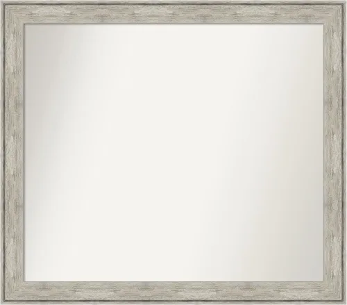Vista 343 de Amanti Art Espejo de baño plateado para sobre el fregadero, 28 x 37 pulgadas, elegante espejo rectangular de peltre cepillado, marco de madera