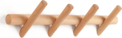 Vista 9 de KYSMOTIC Perchero de Pared Moderno de Madera - Montado en la Pared - Negro con 4 Ganchos de Madera - Para Colgar Ropa, Batas, Toallas, Sombreros