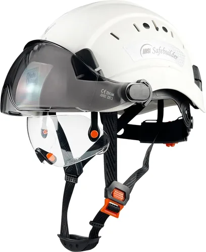 Vista 11 de SAFEBUILDER Casco de seguridad de construcción con visera incorporada Casco duro ABS con visera Ventilación ajustable Casco de trabajo Protección