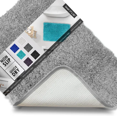 Vista 38 de Clara Clark Alfombras de baño, alfombras de baño ultra suaves y peludas - tapetes de baño para baño, lavable a máquina, base antideslizante de goma