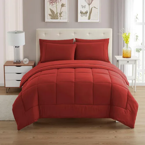 Vista 110 de Sweet Home Collection Juego de edredón de 7 piezas de color sólido para todas las estaciones, manta alternativa de plumón suave y lujosas sábanas