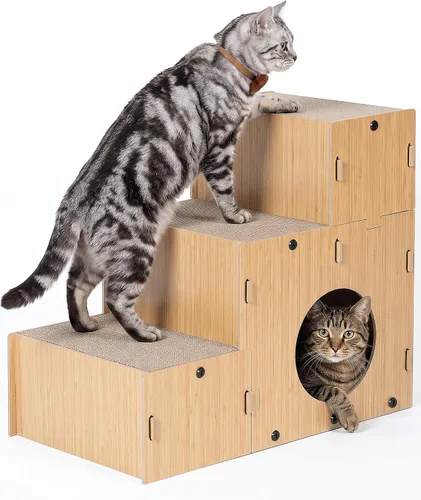 Vista 9 de Rascador para gatos, escaleras de cartón para mascotas de 17.3