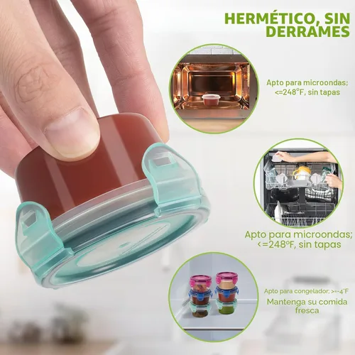 Vista 2 de Freshmage Recipiente para aderezo de ensalada para llevar, [paquete de 6] recipientes pequeños de 2.7 onzas para condimentos con tapas a prueba