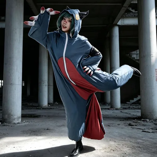 Vista 5 de Gachiakuta Guita Cosplay Traje Limpiadores Azul Lindo Mono Pijama