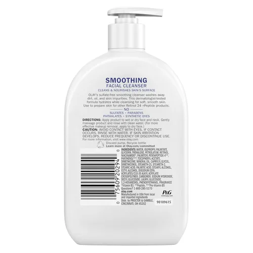 Vista 7 de Olay Lavado facial, limpiador facial diario con retinol, péptidos y glicerina, alisa, nutre la superficie de la piel, hidrata mientras limpia - Sin