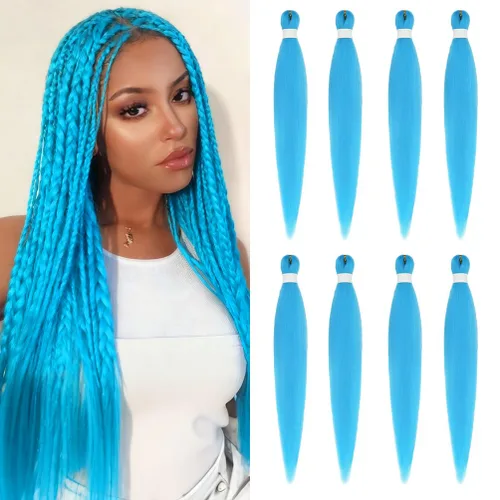 Vista 95 de 8 paquetes de extensiones preestiradas - 16 pulgadas de cabello trenzado premium, 55G/paquete, sin picazón, fijación en agua caliente, textura Perm