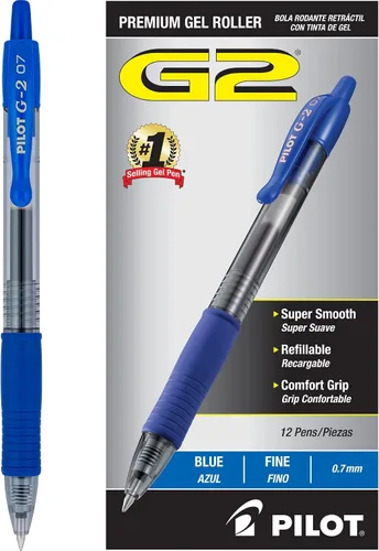 Vista 10 de Pilot G2 - Bolígrafos de gel de alta calidad de 0.7, punta fina para escritura suave, color negro, paquete de 12