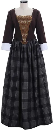 Vista 3 de Vestido escocés para mujer, disfraz de cosplay de Claire Fraser, de Outlander