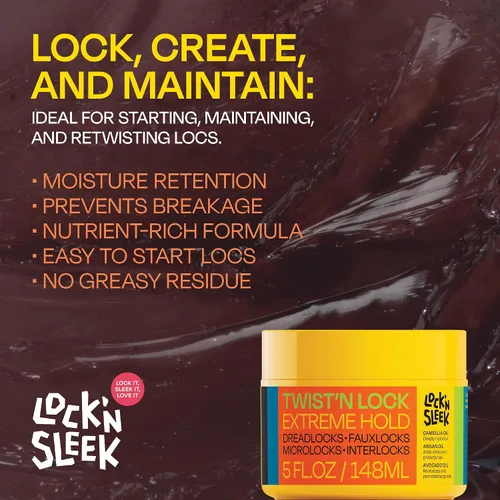 Vista 5 de LOCK'N SLEEK Gel para trenzar, trenza de sujeción extrema, loc, y torsión, sin escamas, domina el encrespamiento y el borde de contol