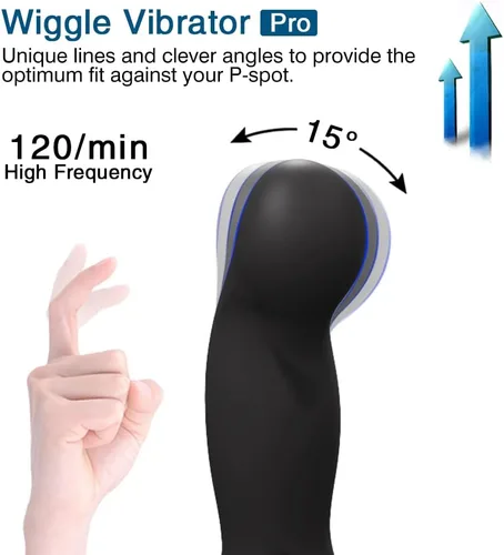 Vista 2 de Wiggle Motion - Masajeador de próstata anal para hombres con anillo en C, enchufe anal, juguetes sexuales masculinos para adultos, juguete sexual