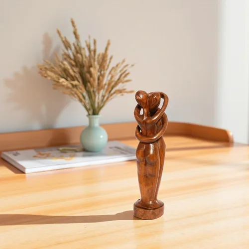 Vista 4 de G6 Collection Estatua de escultura abstracta de madera de 12 pulgadas hecha a mano – Amor eterno – Regalo de arte decorativo para decoración