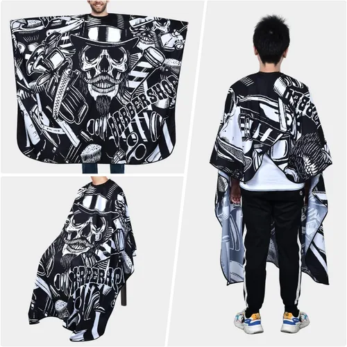 Vista 4 de Waterproof Hair Cutting Cape Polyester Salon Barber Cape Adjustable Collar