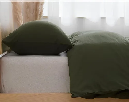 Vista 3 de INDACORIFY Funda de edredón de algodón verde oscuro, funda de edredón bohemia de 200 hilos, algodón lavado, funda de edredón de cama tamaño Queen