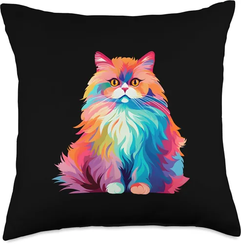 Vista 5 de Colorida almohada de gato persa de arte pop