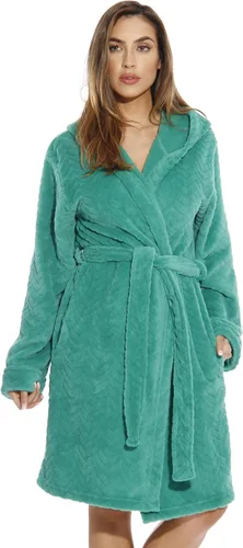 Vista 2 de Just Love - Bata de terciopelo con capucha forrada de sherpa para mujer