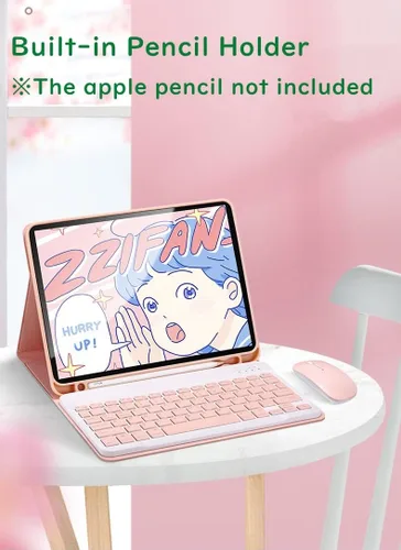 Vista 5 de Teclado de color para iPad 6ª 5ª generación Air 2 iPad Pro 9.7 Funda de teclado con mouse Linda funda de teclado inalámbrico desmontable extraíble
