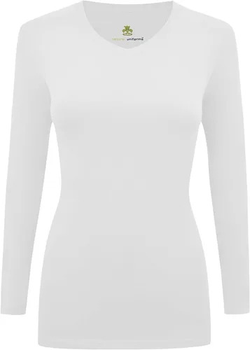 Vista 31 de Natural Uniforms - Camiseta de manga larga con cuello en V para mujer, para usar debajo de la ropa quirúrgica Aguamarina