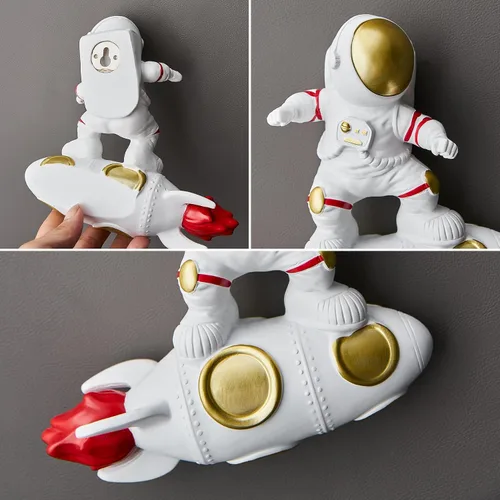 Vista 8 de AWNR Juego de 2 decoraciones de pared de astronauta, decoración temática del espacio exterior, esculturas de pared, decoración del espacio