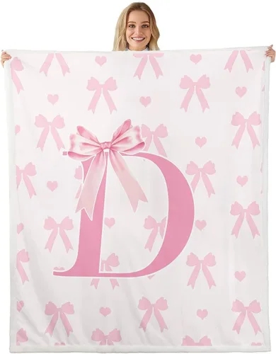 Vista 31 de Manta de franela rosa con lazo, estilo princesa, manta de forro polar de ensueño para decoración del hogar, sofá, sofá, manta romántica de forro