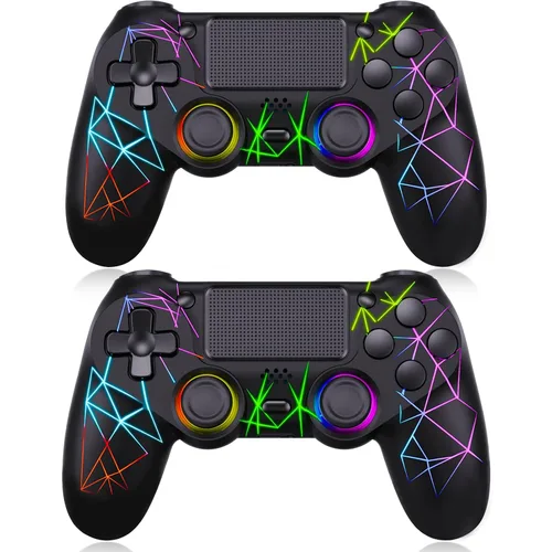 Vista 8 de GamingBoy 2 Pack Wireless Controller for PS4, Light-up RGB Remote Control for Ps4/PC with Hall Effect Joystick/1000mAh Battery/Type-C/Dual