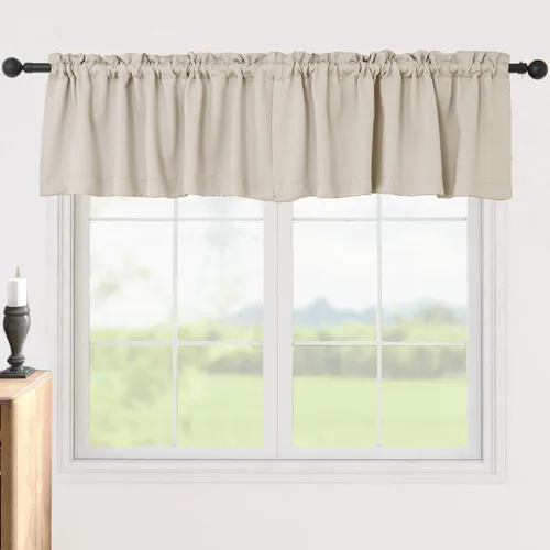 Vista 14 de Pickluc Cortinas opacas con cenefa de 18 pulgadas de largo, cortinas cortas con bolsillo para barra para ventana de cocina, baño, sala de estar