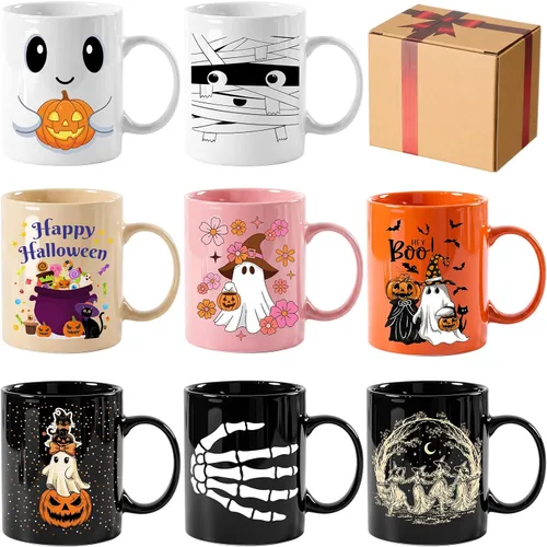 Vista 13 de Maxdot 8 tazas de café de cerámica para profesores, mango de 12 onzas