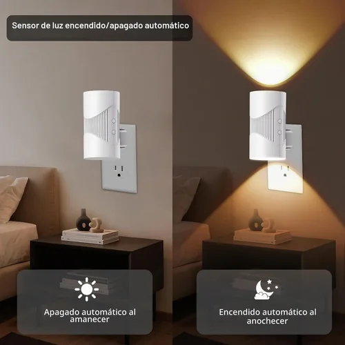 Vista 2 de easuntec Luz Nocturna, Luces Nocturnas Enchufables en la Pared, Luz Nocturna LED Cálida, Sensor de Luz de Atardecer a Amanecer, 3 Modos de Luz