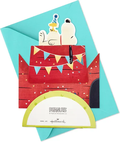 Vista 8 de Hallmark Paper Wonder Peanuts - Tarjeta de cumpleaños desplegable (Snoopy Dog House)