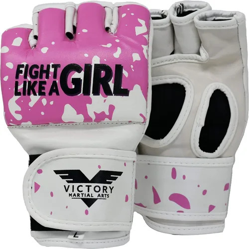 Vista 4 de Guantes de boxeo para mujer, de piel sintética, sin dedos, para kickboxing, sparring, muay thai y bolsa pesada