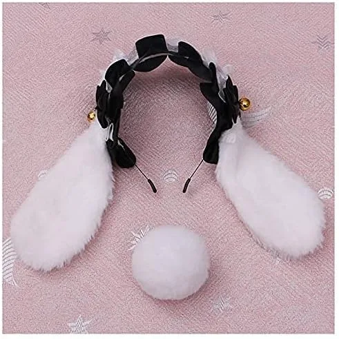 Vista 3 de Faylay Cosplay Girl - Diadema de peluche con orejas de conejo, accesorio para la cabeza